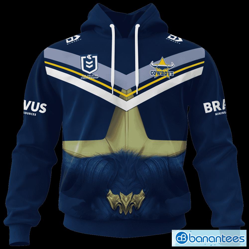 North Queensland Cowboys AOP NRL Custom Number And Name 3D Hoodie Zip  Hoodie T Shirt Gift For Fans - Banantees