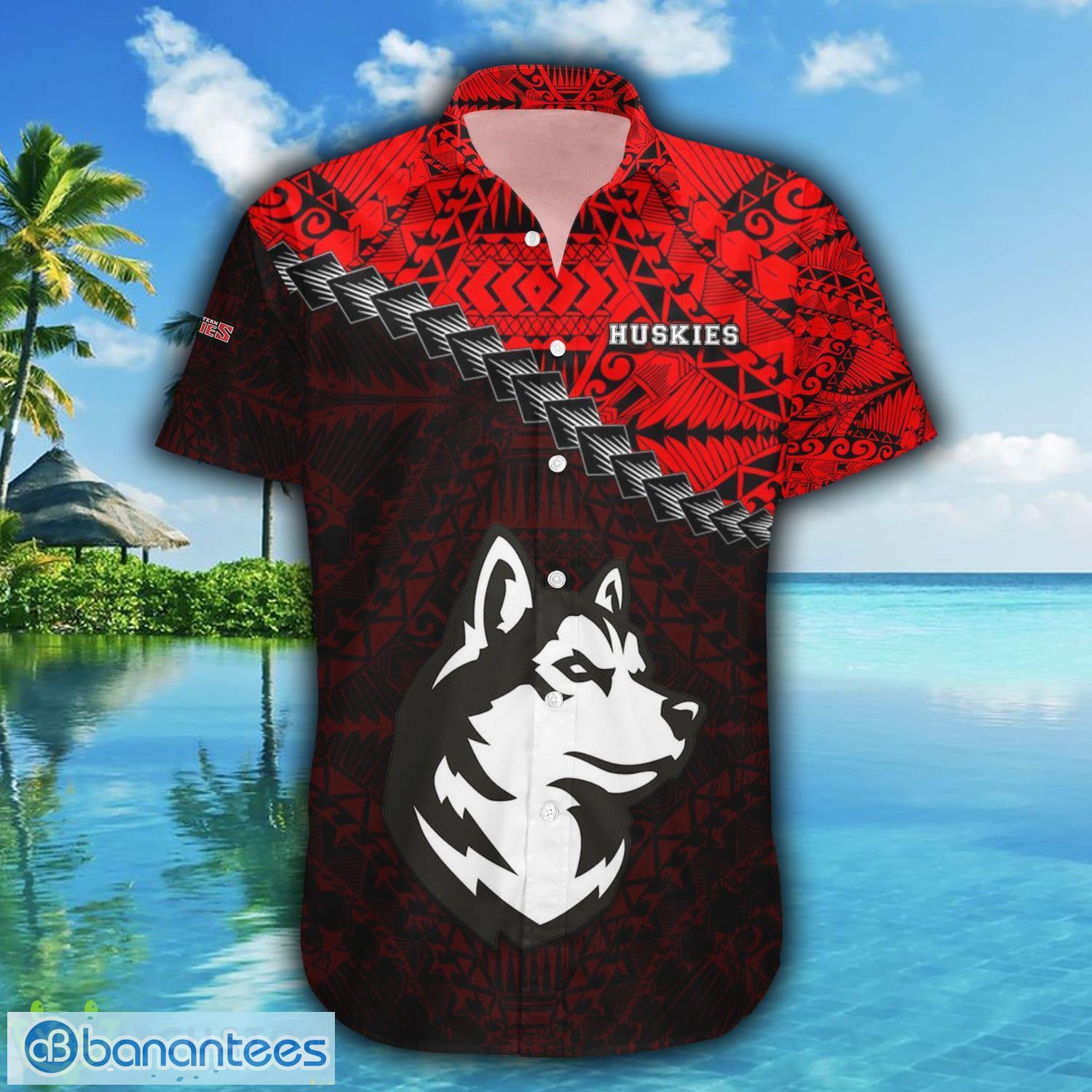 Northeastern Huskies 3D Hawaiian Shirt Grunge Polynesian TattooNCAA Summer Beach For Fans Gift - Northeastern Huskies Hawaii Shirt Grunge Polynesian Tattoo- NCAA_2