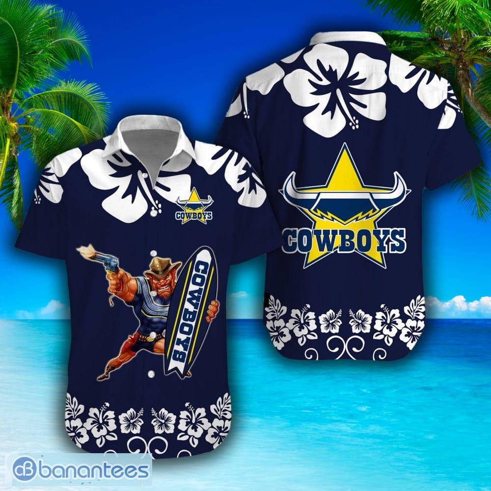 Big Hibiscus North Queensland Cowboys Logo NRL Baseball Jersey Shirt For  Fans - Banantees