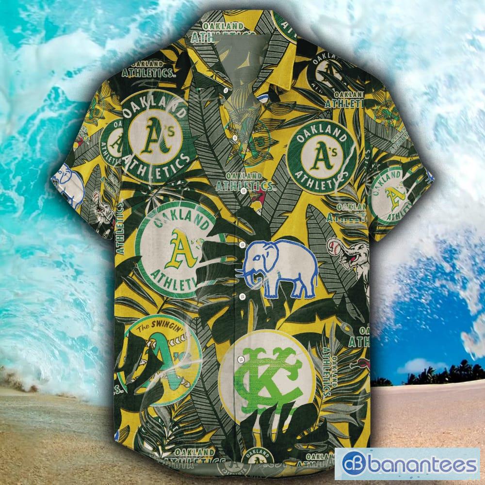 Oakland Athletics Hawaiian Retro Logo MLB Summer Beach Men And Women Gift  For Fans - Banantees