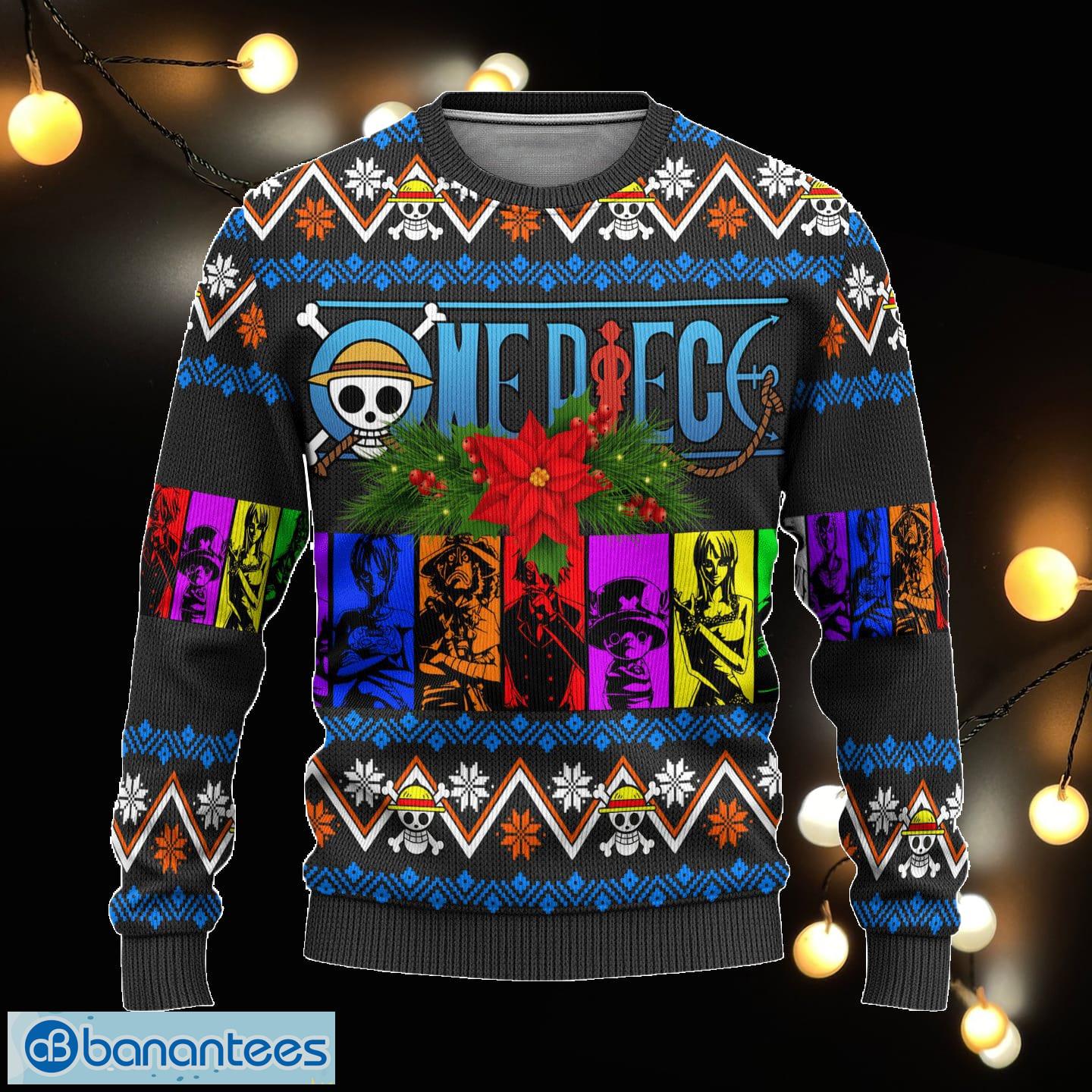 One Piece Anime Charaters Xmas Ugly Christmas Sweater Gift For Men Women - One Piece Anime Ugly Christmas Sweater Charaters Xmas Gift_1