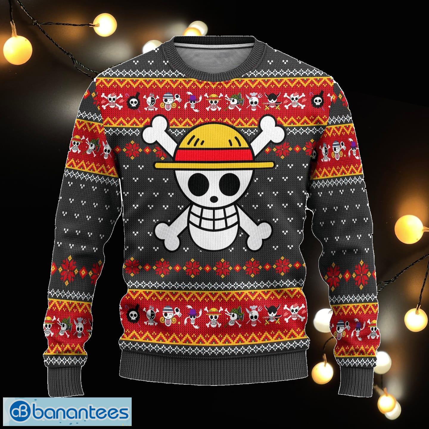 One Piece Anime Symbol Xmas Ugly Christmas Sweater Gift For Men Women - One Piece Anime Ugly Christmas Sweater Symbol Xmas Gift_1