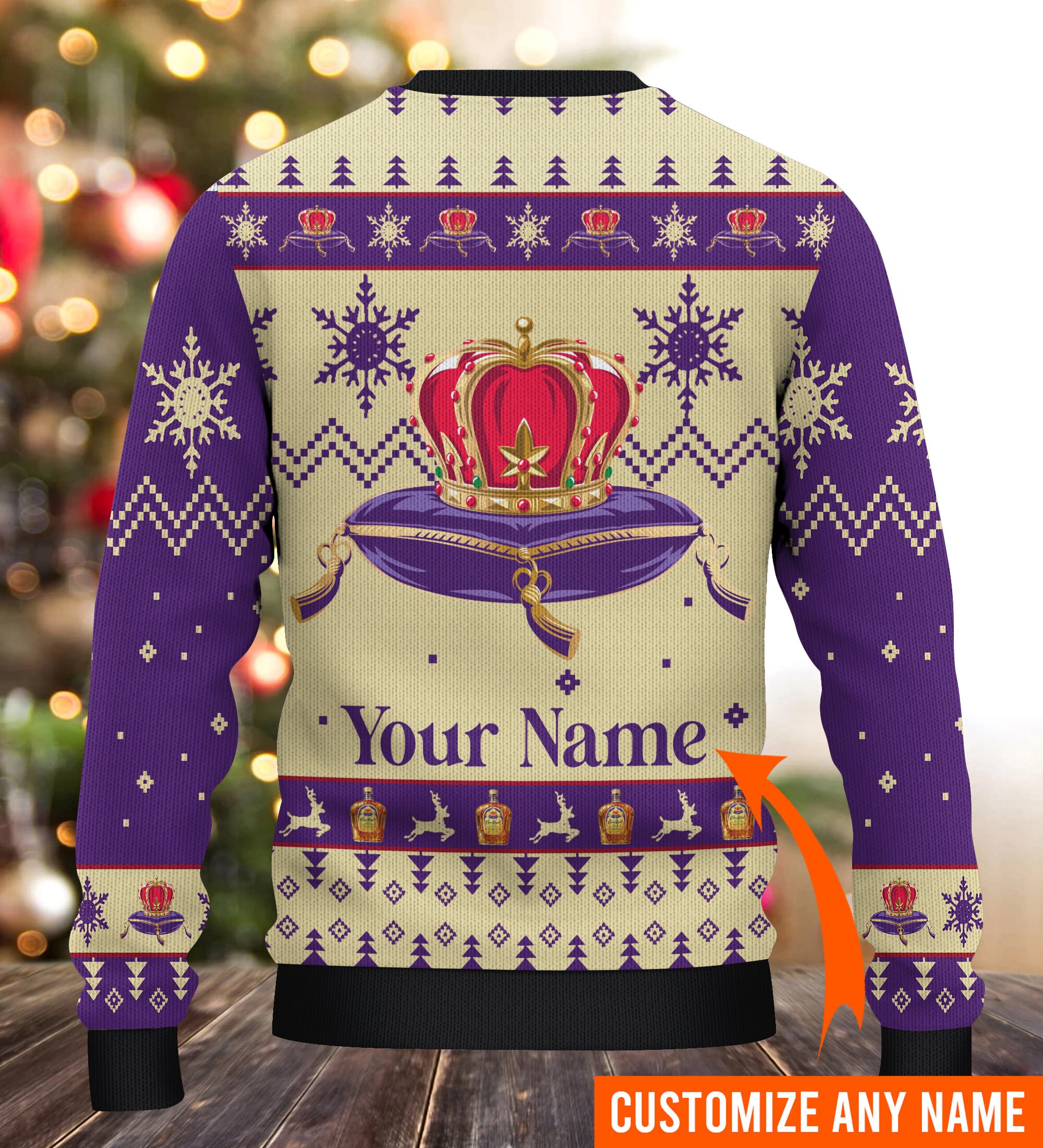 Personalized Name Crown Royal Ugly Christmas Sweater Custom Name