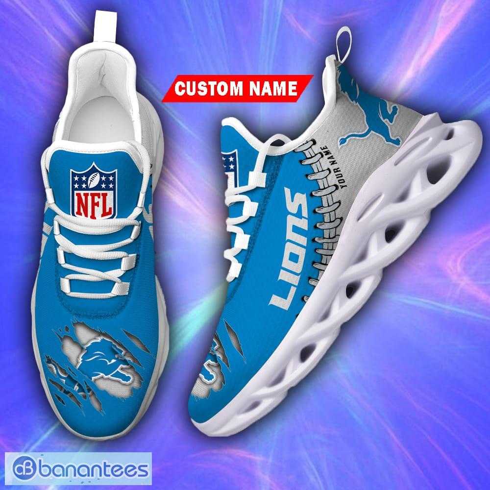 Detroit Lions NFL Max Soul Sneakers Personalized Name Flag For Men, Women -  Banantees