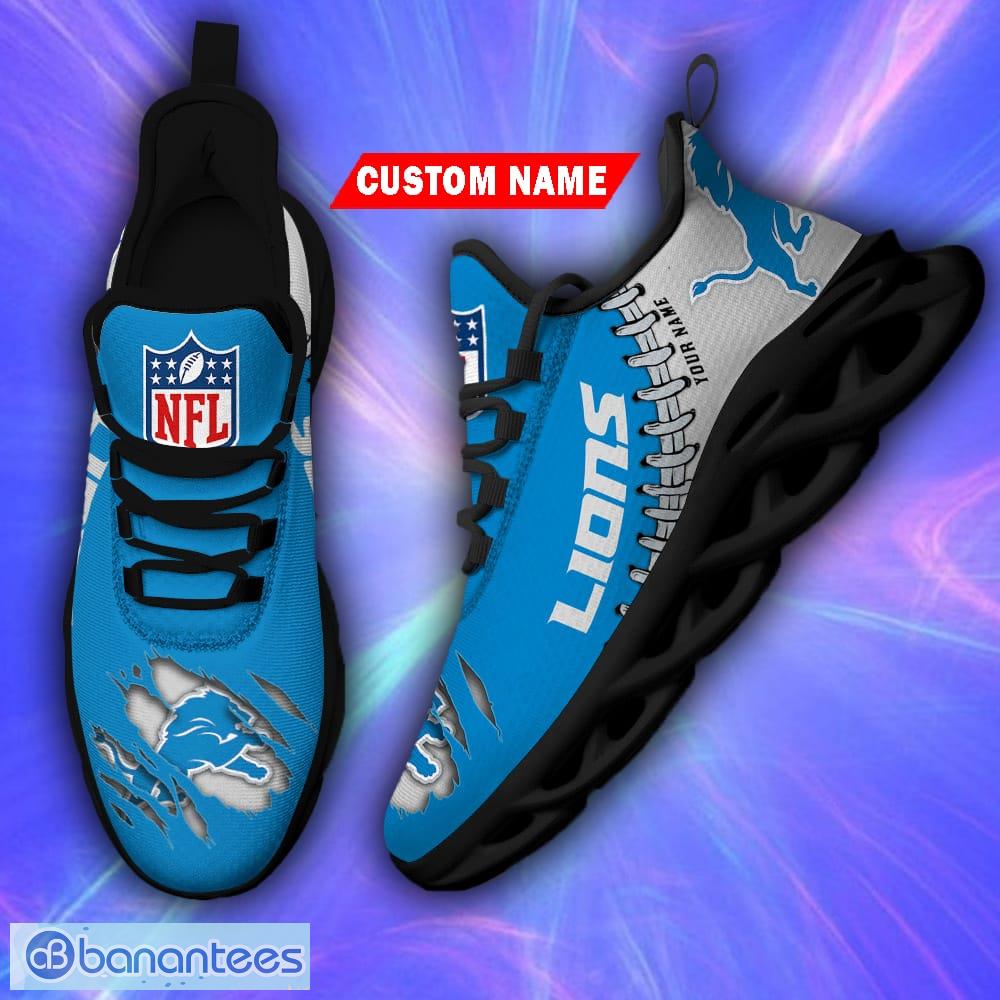 Detroit Lions NFL Max Soul Sneakers Personalized Name Flag For Men, Women -  Banantees