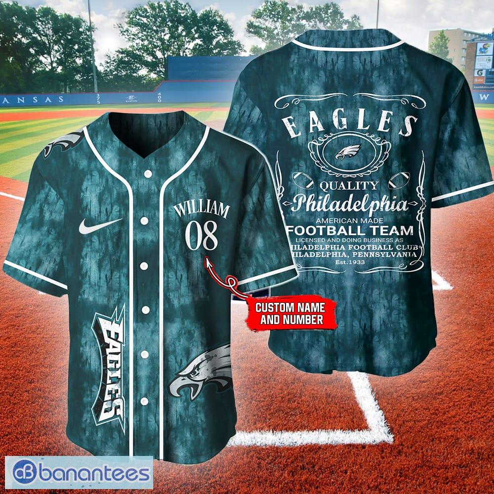 Philadelphia Eagles Personalized NFL Swoosh Pattern Jersey Baseball Shirt  Custom Number And Name - Banantees