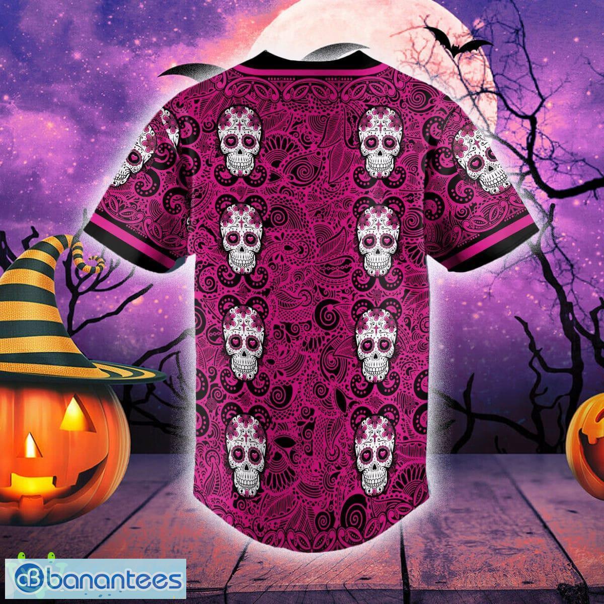 Pink Pattern Of Sugar Skull Baseball Jersey For Men And Women Gift  Halloween - Banantees