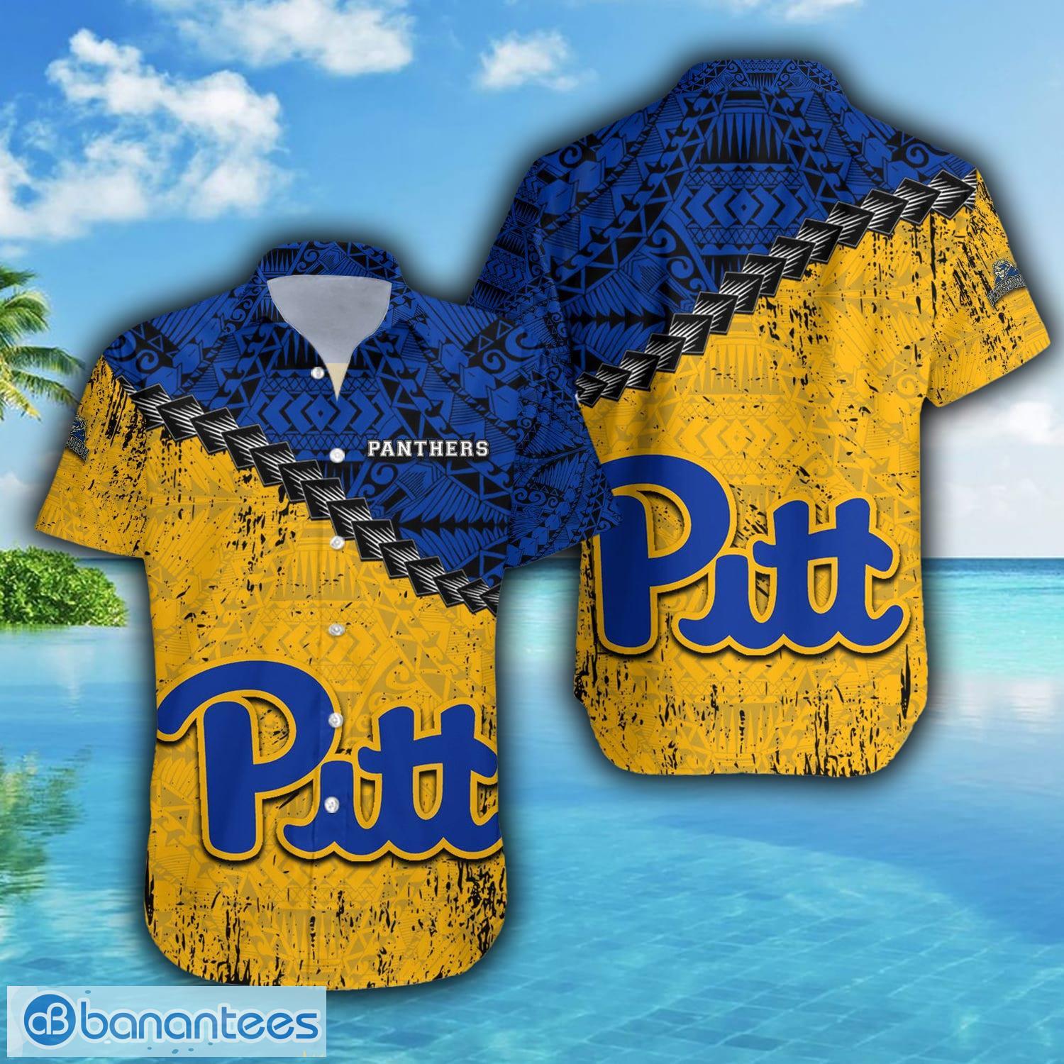 Pittsburgh Panthers 3D Hawaiian Shirt Grunge Polynesian TattooNCAA