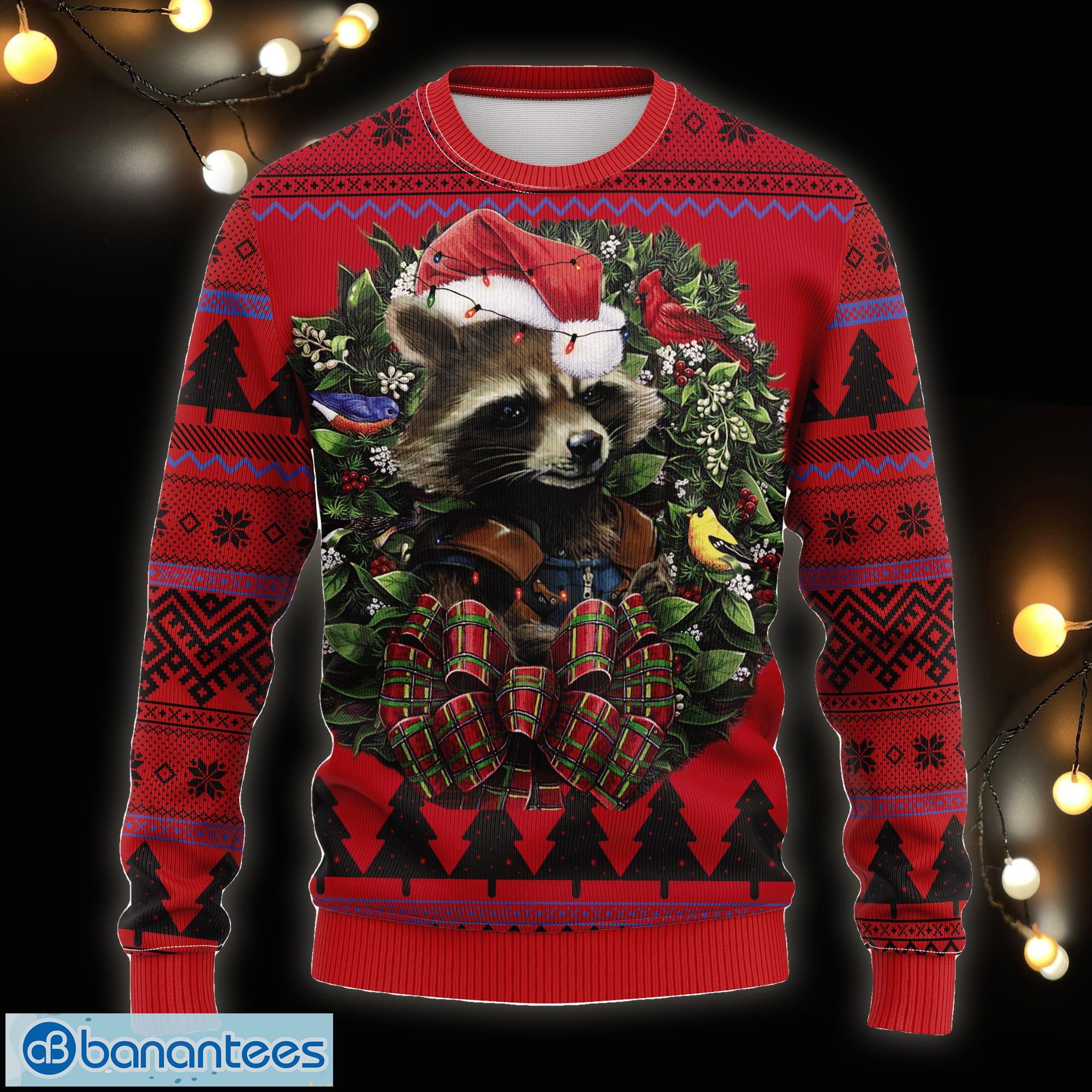 Raccoon christmas jumper sale