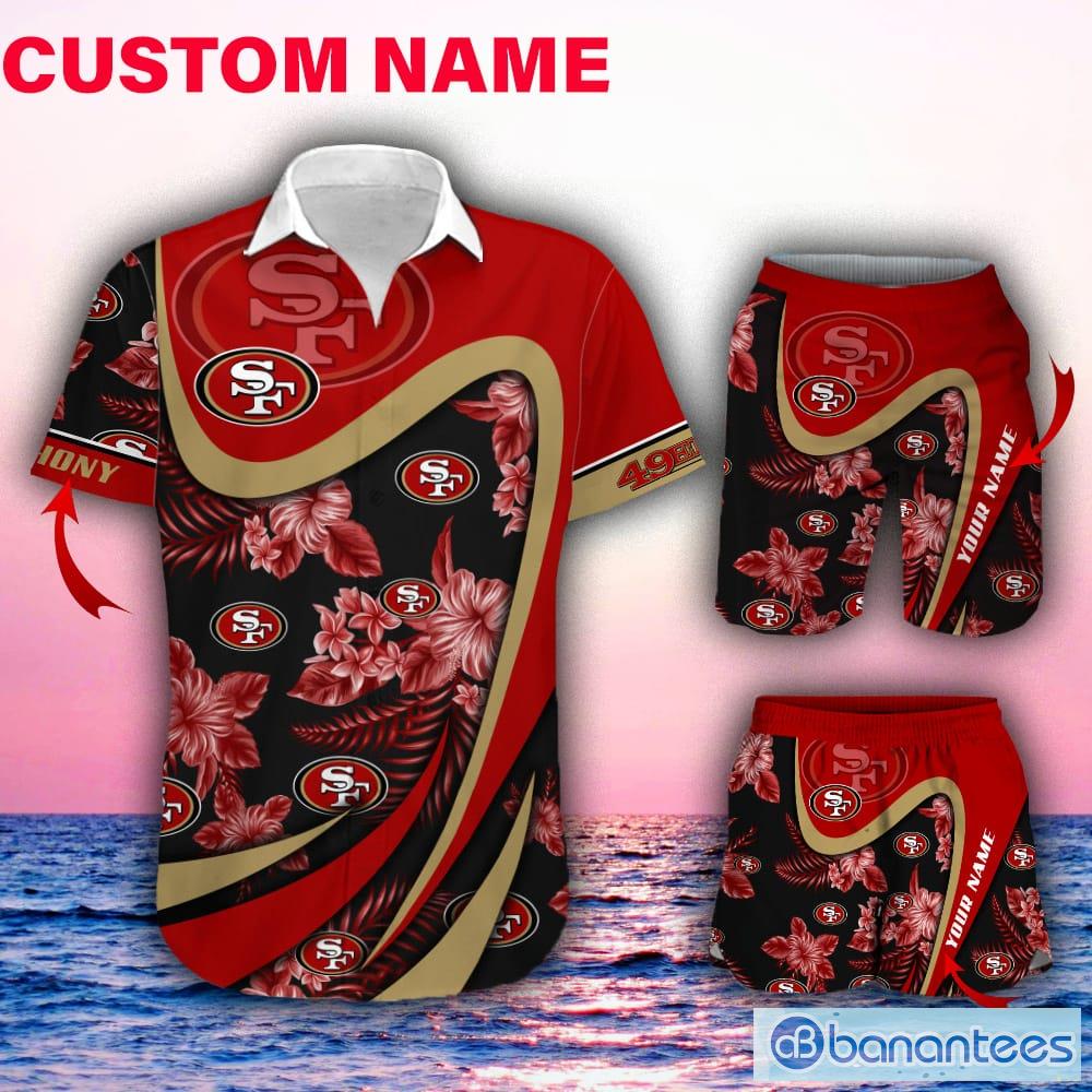 San Francisco 49ers Custom Name NFL Floral Hawaiian Shirt And