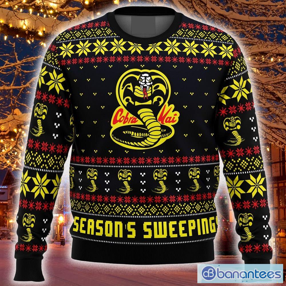 Season s Sweepings Cobra Kai Karate Kid Ugly Christmas 3D Sweater