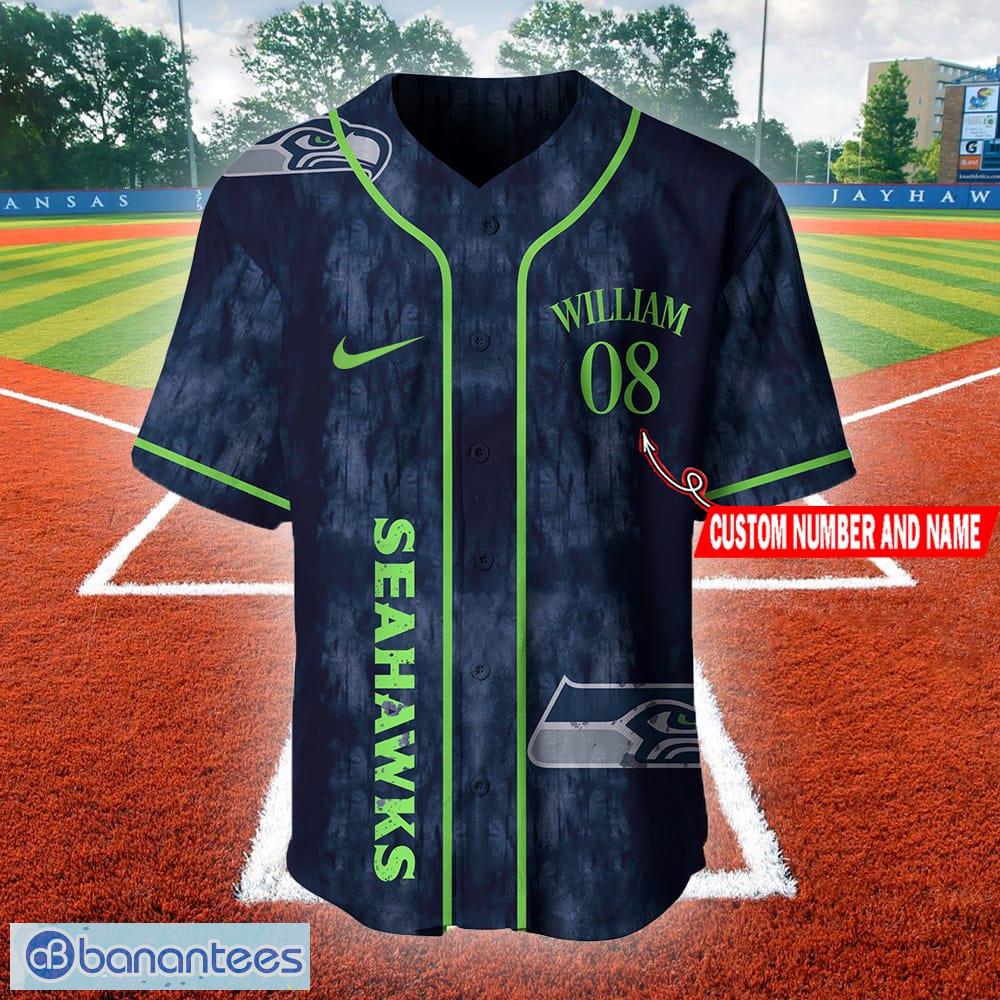 Seattle seahawks Personalized NFL Swoosh Pattern Jersey Baseball Shirt  Custom Number And Name - Banantees