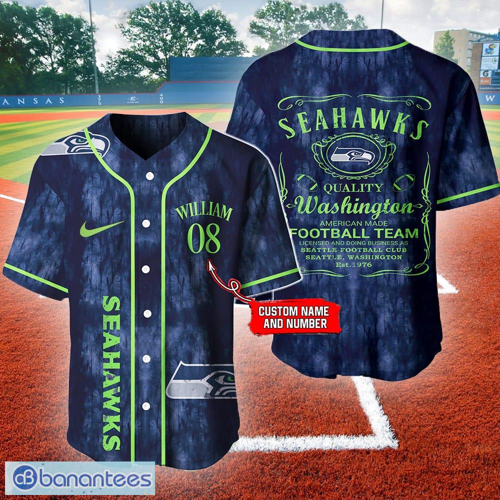 Seattle seahawks Personalized NFL Swoosh Pattern Jersey Baseball Shirt  Custom Number And Name - Banantees