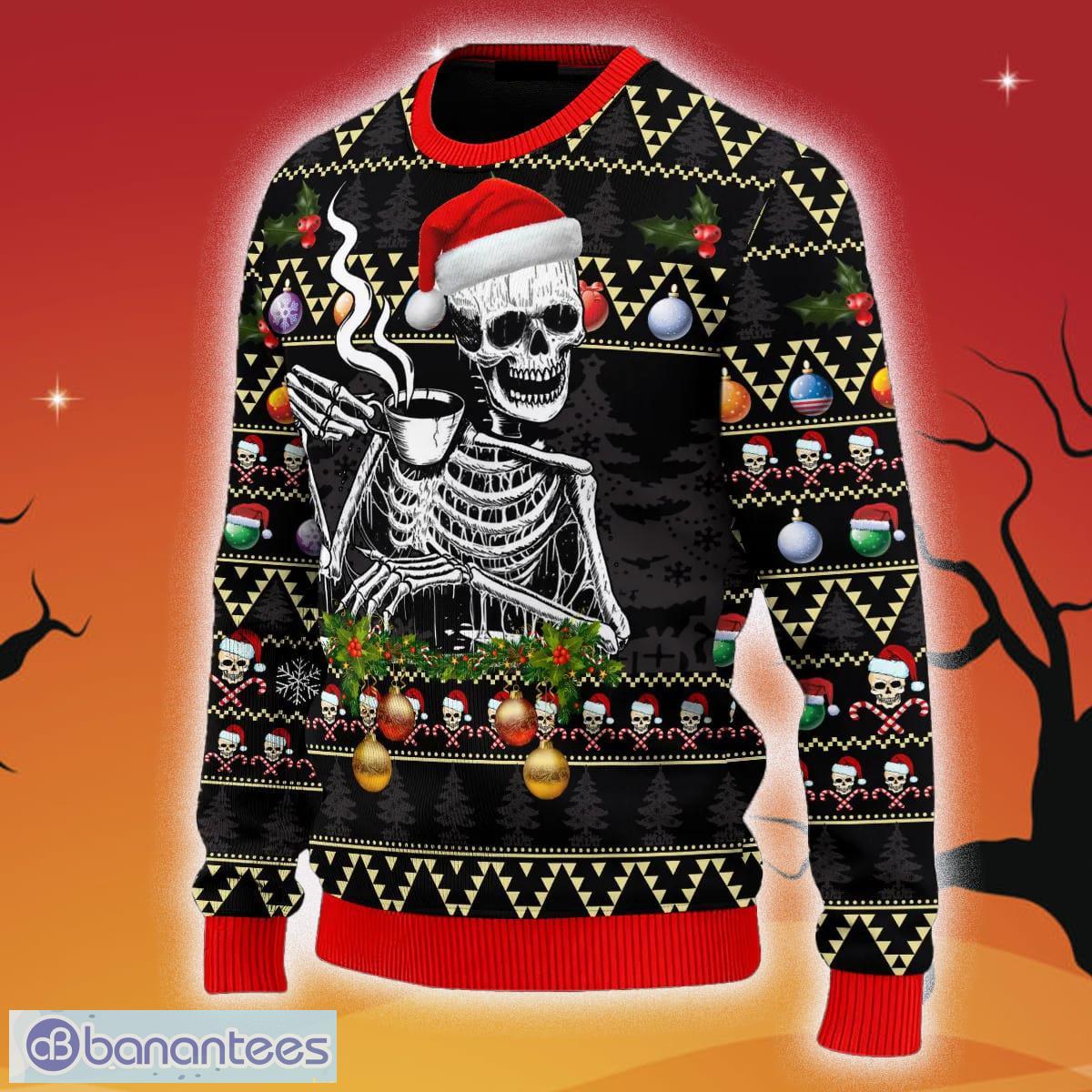 Baltimore Ravens Christmas Skull Halloween Ugly Christmas Sweater -  Banantees