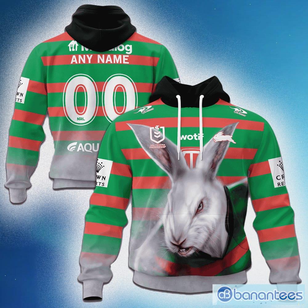 South Sydney Rabbitohs AOP NRL Custom Number And Name 3D Hoodie Zip Hoodie T Shirt Gift For Fans