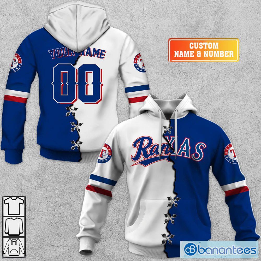 Texas Rangers Custom Number And Name AOP MLB Hoodie Long Sleeve Zip Hoodie  Gift For Fans - Banantees
