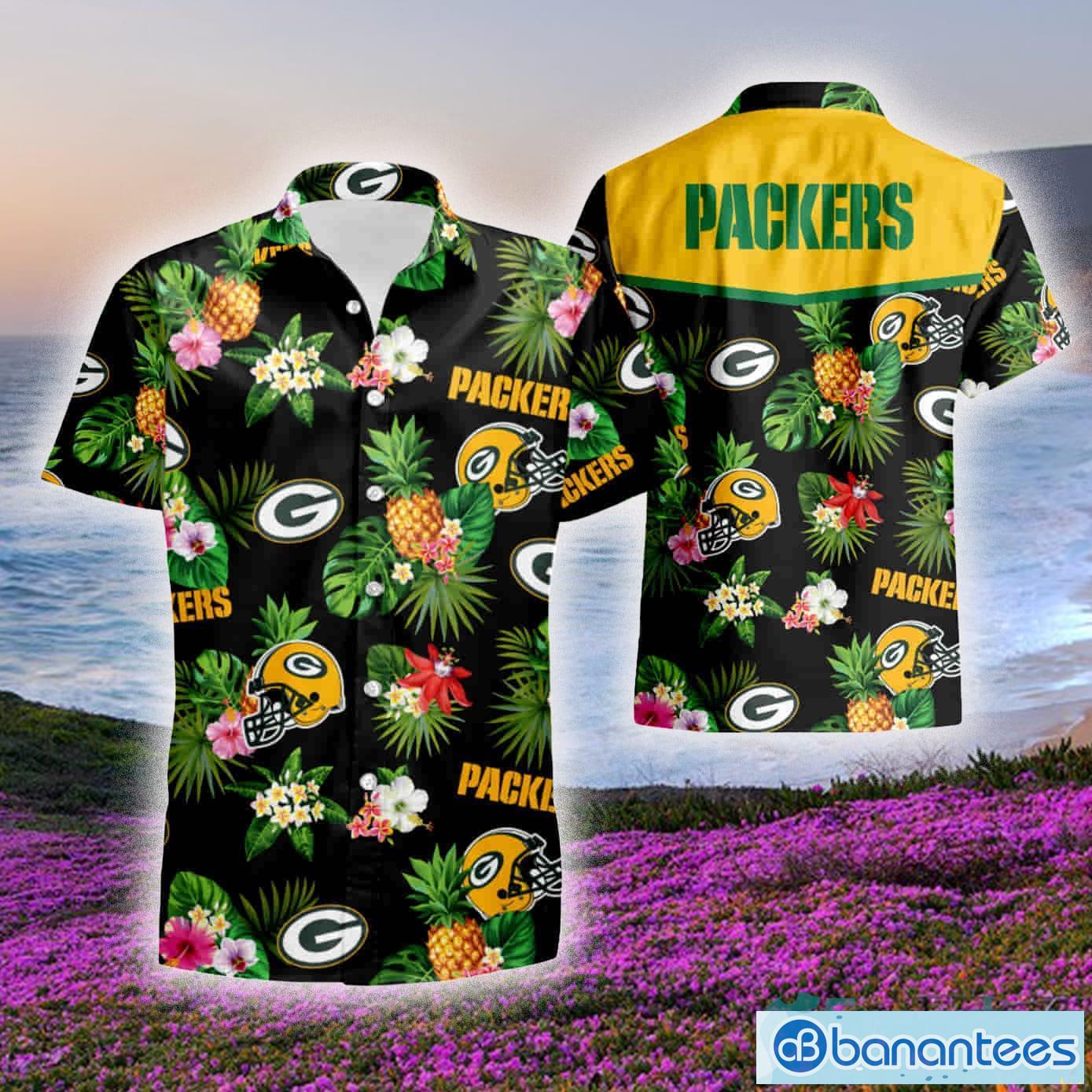 Tropical Floral Green Bay Packers Football Set 3D Hawaiian Shirt