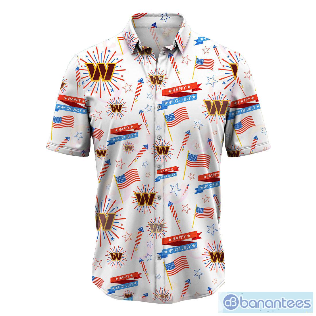 Washington Commanders Mens Hawaiian Button-down Shirts Beach