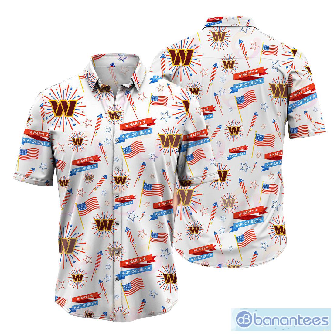 Washington Commanders Mens Hawaiian Button-down Shirts Beach