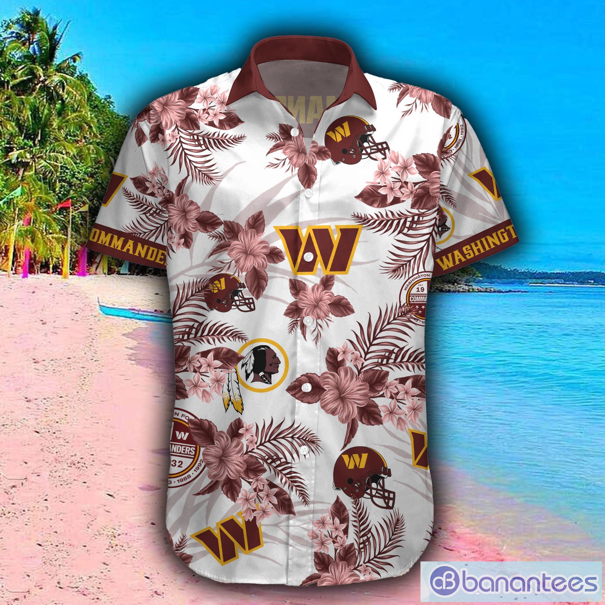 NEW NFL Washington Commanders Special Hawaiian Design Button Shirt Hoodie