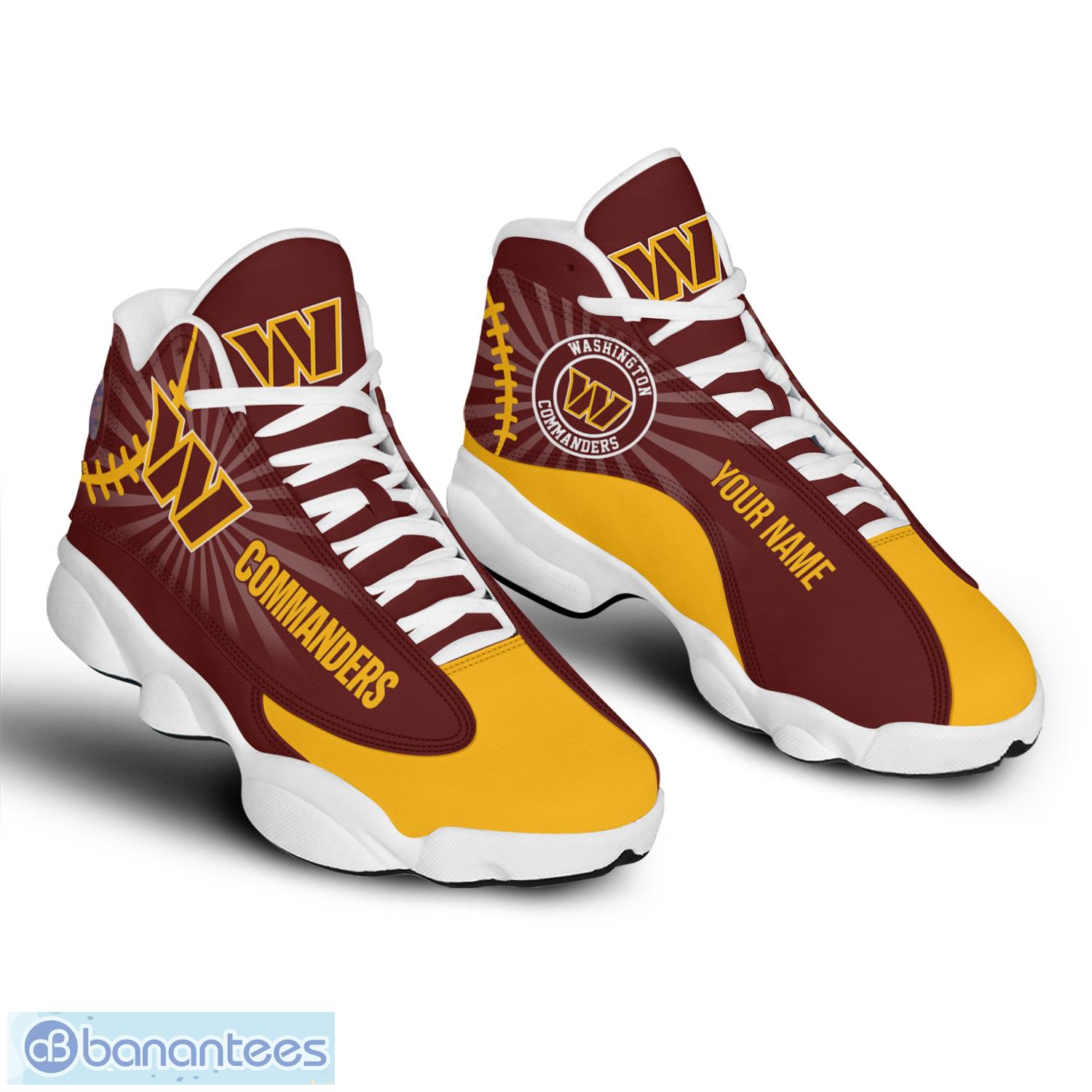 Washington Commanders NFL Personalized Name Air Jordan 13 High Top Shoes  For Men Women - Banantees