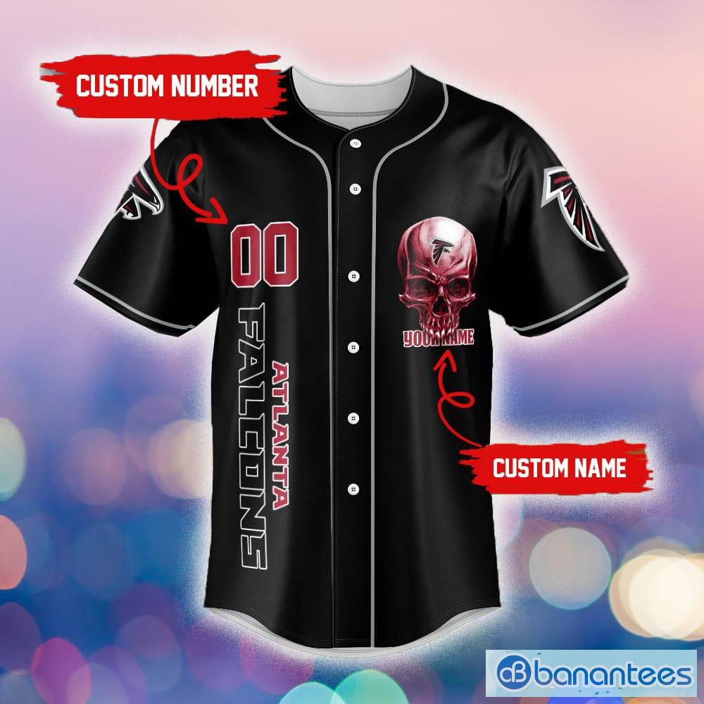 Atlanta Falcons Skull Pattern Custom Name 3D Baseball Jersey Shirt