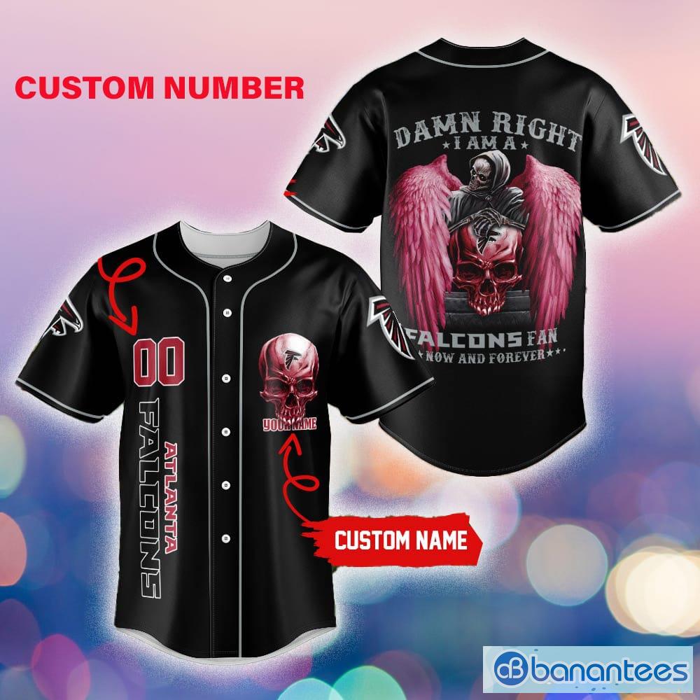 Atlanta Falcons Damn Right NFL Jersey Shirt Skull Custom Number