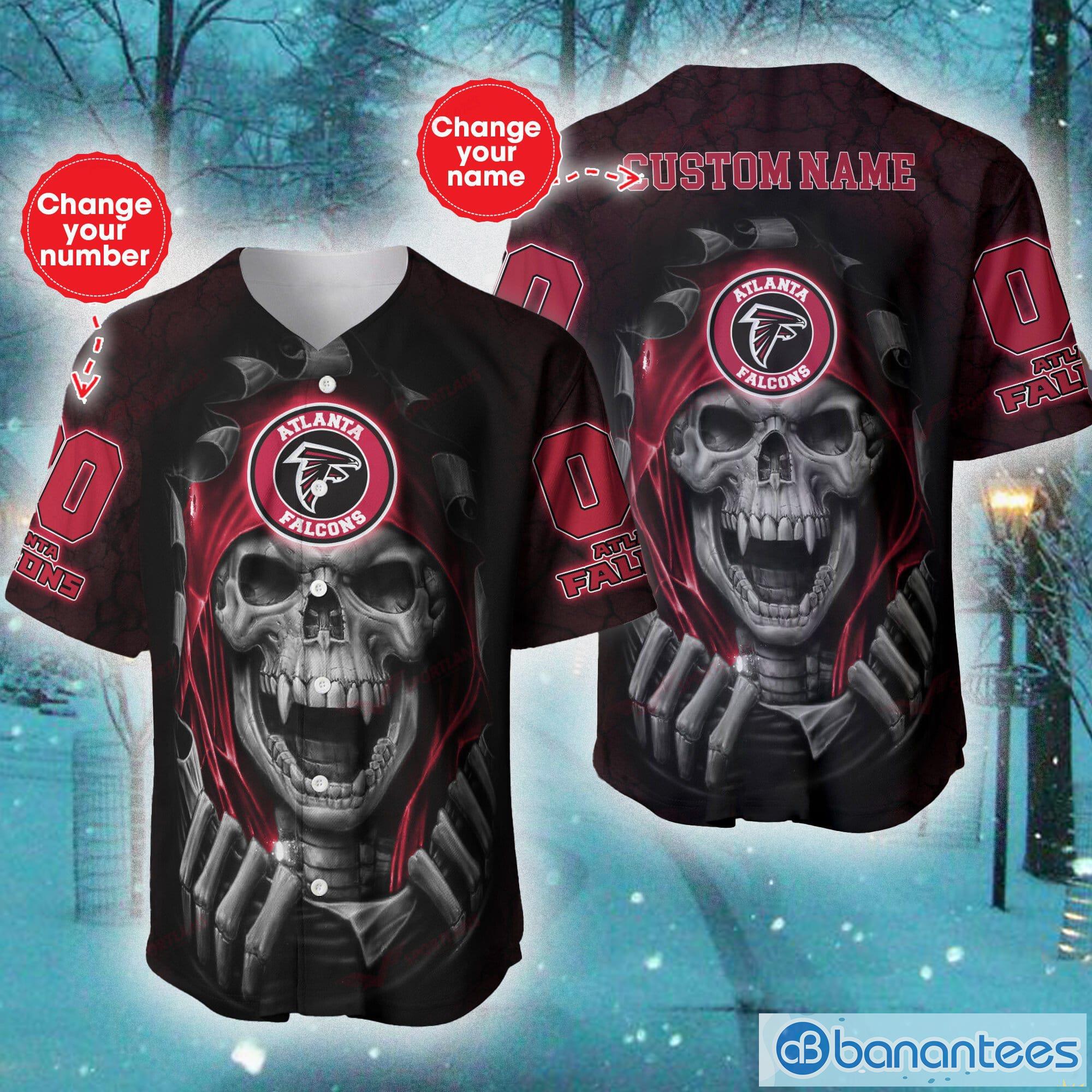 Atlanta Falcons NFL Baseball Jersey Shirt Skull Custom Number And