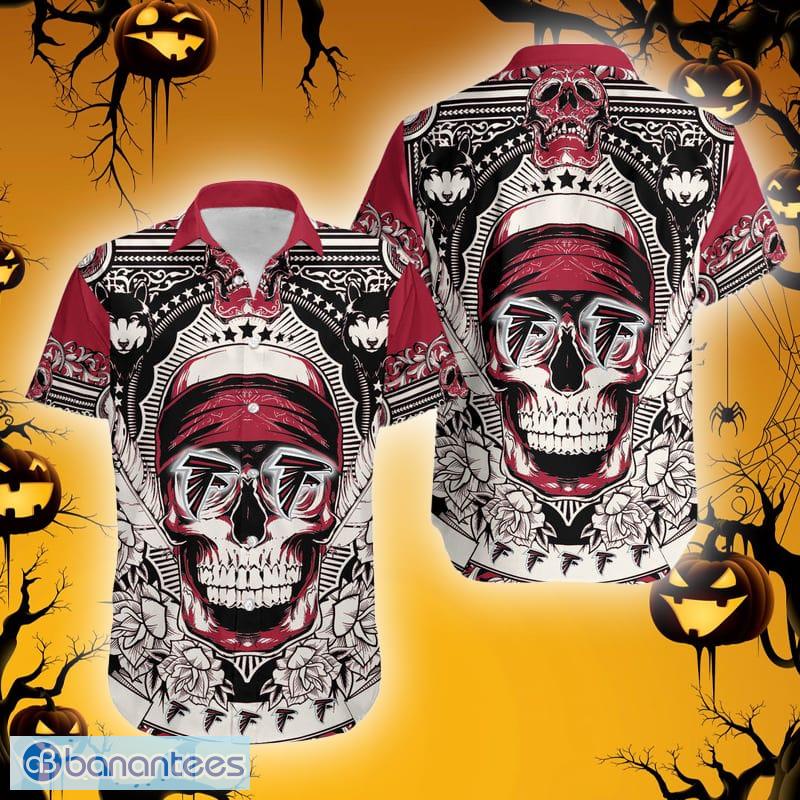 Atlanta Falcons Skull Diamon Halloween Hawaiian Shirt For Fans - Banantees