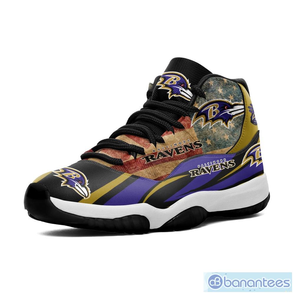 Baltimore Ravens Custom Name Air Jordan 11 Sneaker Shoes For Sport Fans -  Banantees