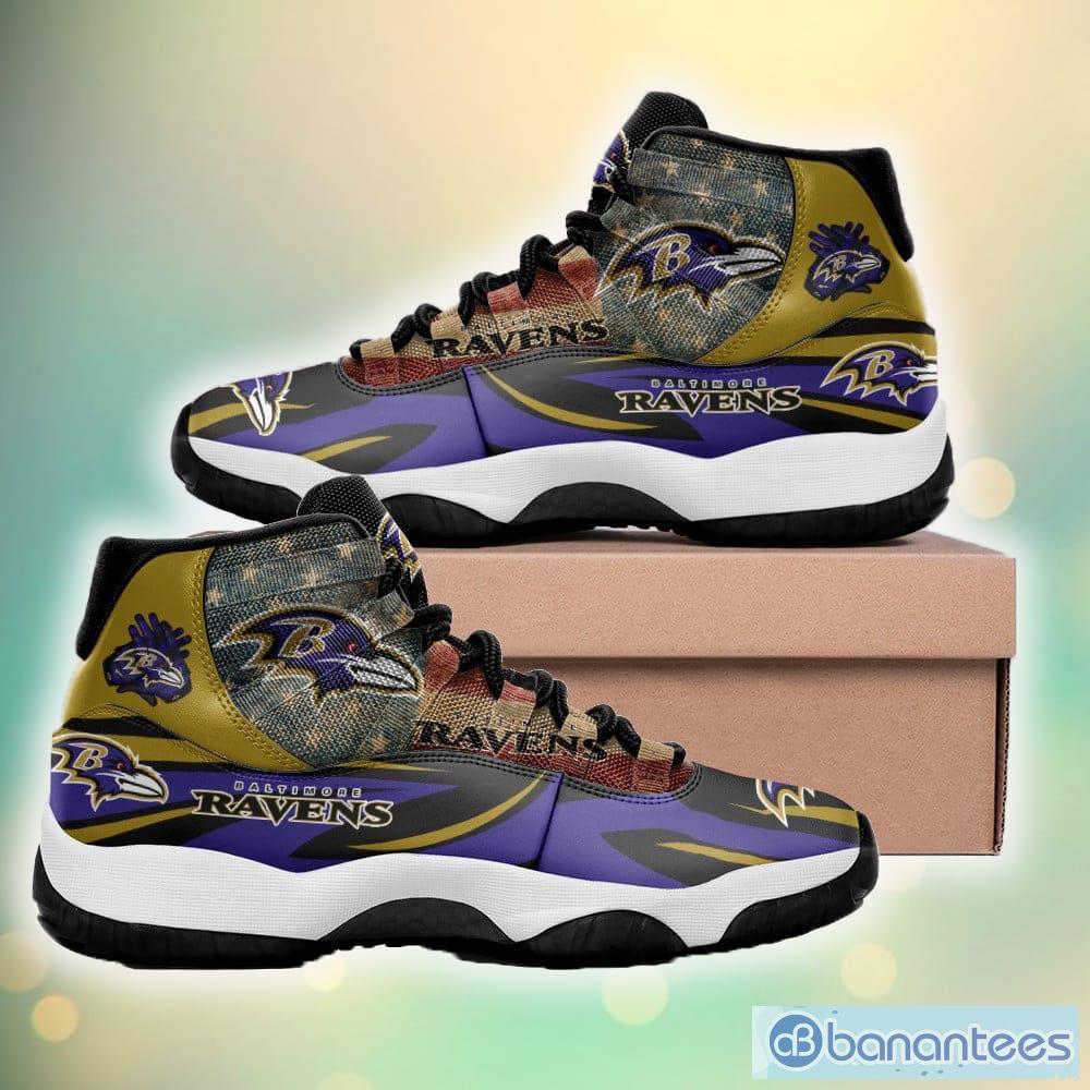 Baltimore Ravens Custom Name Air Jordan 11 Sneaker Shoes For Sport Fans -  Banantees