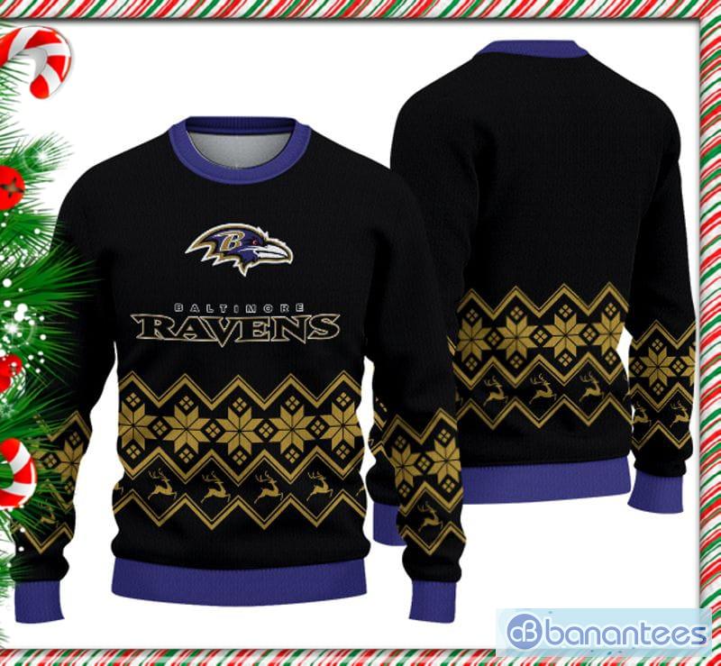 Baltimore Ravens Christmas Reindeer Winter Pattern Ugly Christmas Sweater  Christmas Gift For Family - Banantees