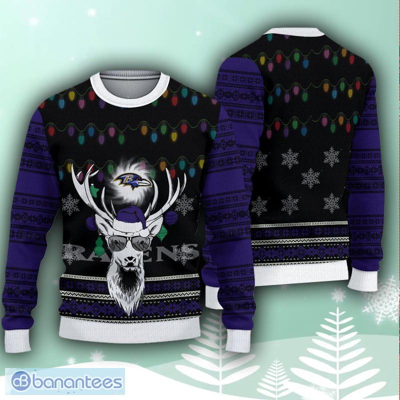 Baltimore Ravens Christmas Reindeer Knitted Ugly Sweater AOP For Men And  Women Gift Fans - Banantees