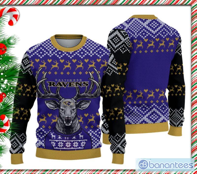 Baltimore Ravens Christmas Reindeer Knitted Ugly Sweater AOP For Men And  Women Gift Fans - Banantees