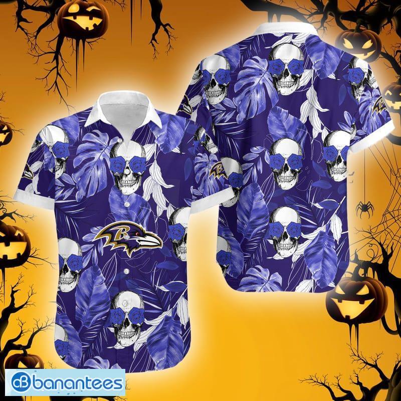 Baltimore Ravens NFL Halloween Skull Tropical Team Spirit Hawaiian