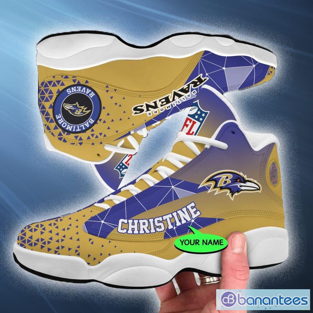 Baltimore Ravens Camo Pattern Air Jordan 13 Shoes For Fans