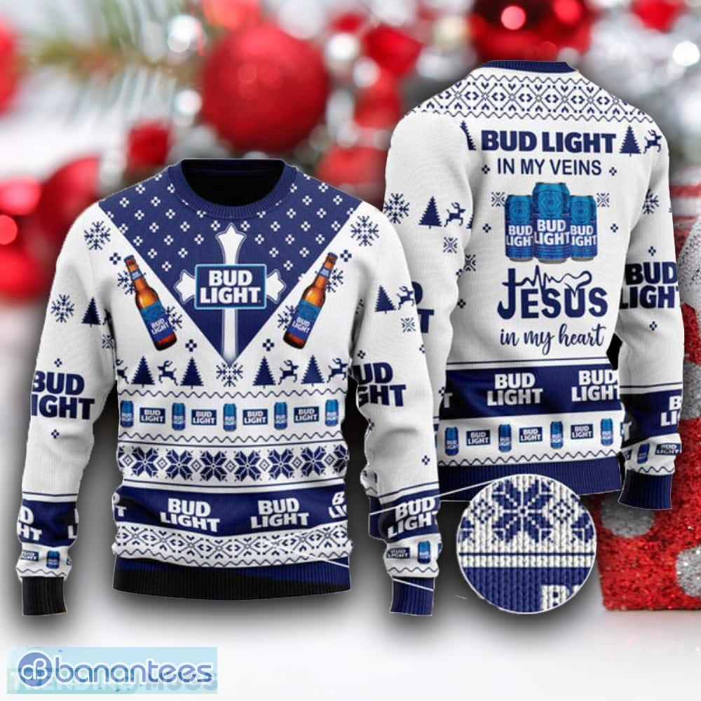 Bud Light In My Veins Jesus In My Heart Ugly Christmas Sweater Design Sweatshirt For Fans Gift - Bud Light In My Veins Jesus In My Heart Ugly Christmas Sweater Design Sweatshirt For Fans Gift Bud Light In My Veins Jesus In My Heart Ugly Christmas Sweater Design Sweatshirt For Fans Gift - Bud Light In My Veins Jesus In My Heart Ugly Christmas Sweater Design Sweatshirt For Fans Gift