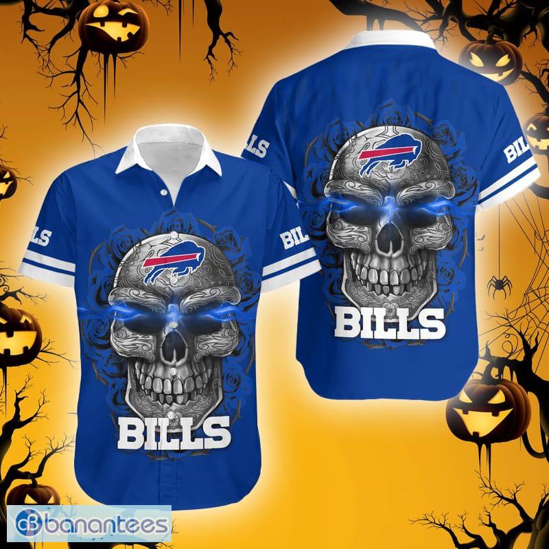 NFL Buffalo Bills Skull Leaf Halloween Fans Hawaiian Shirt Gift