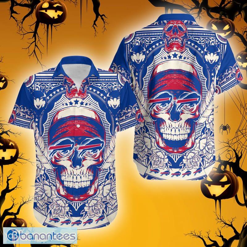 Buffalo Bills Skull Diamon Halloween Hawaiian Shirt For Fans - Banantees