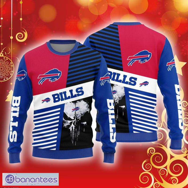 Buffalo Bills Fans Skull Handmade Ugly Christmas Sweater