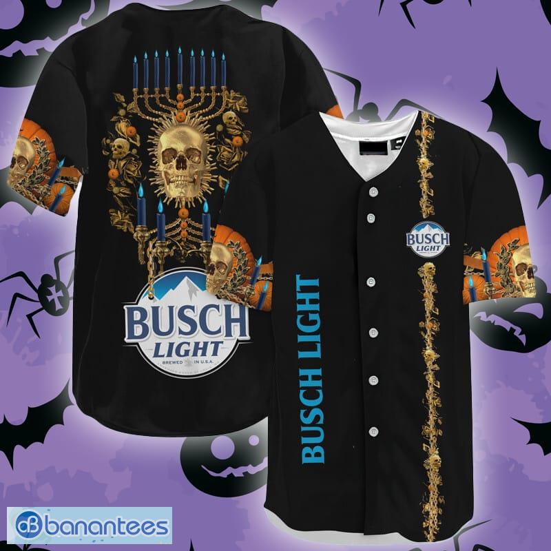 Black Skull Busch Light Baseball Jersey Shirt For Men And Women