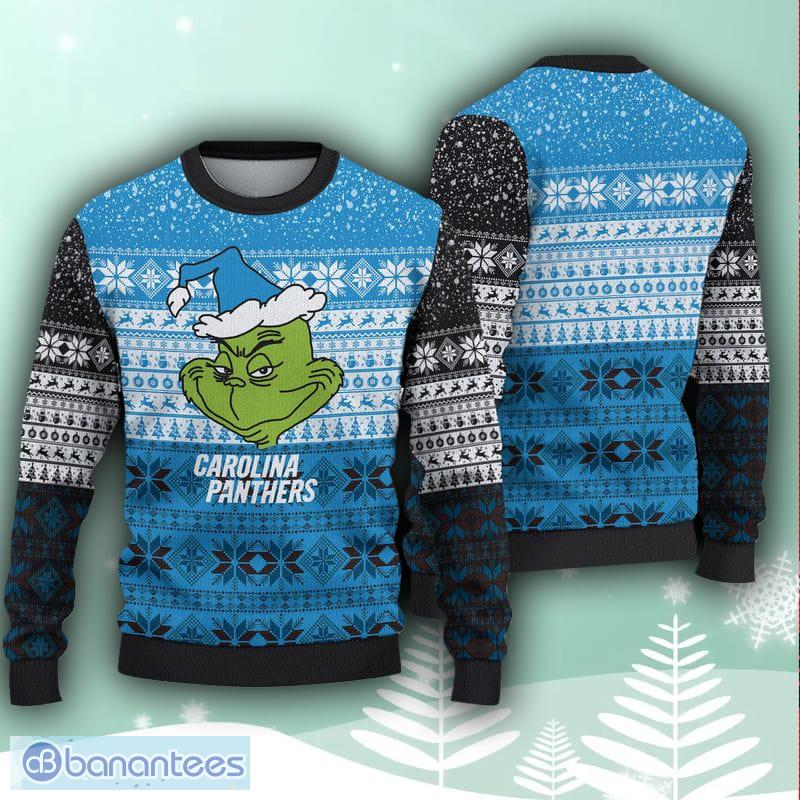 Men And Women Christmas Gift NFL Carolina Panthers Logo With Funny Grinch  3D Ugly Christmas Sweater For Fans - Banantees