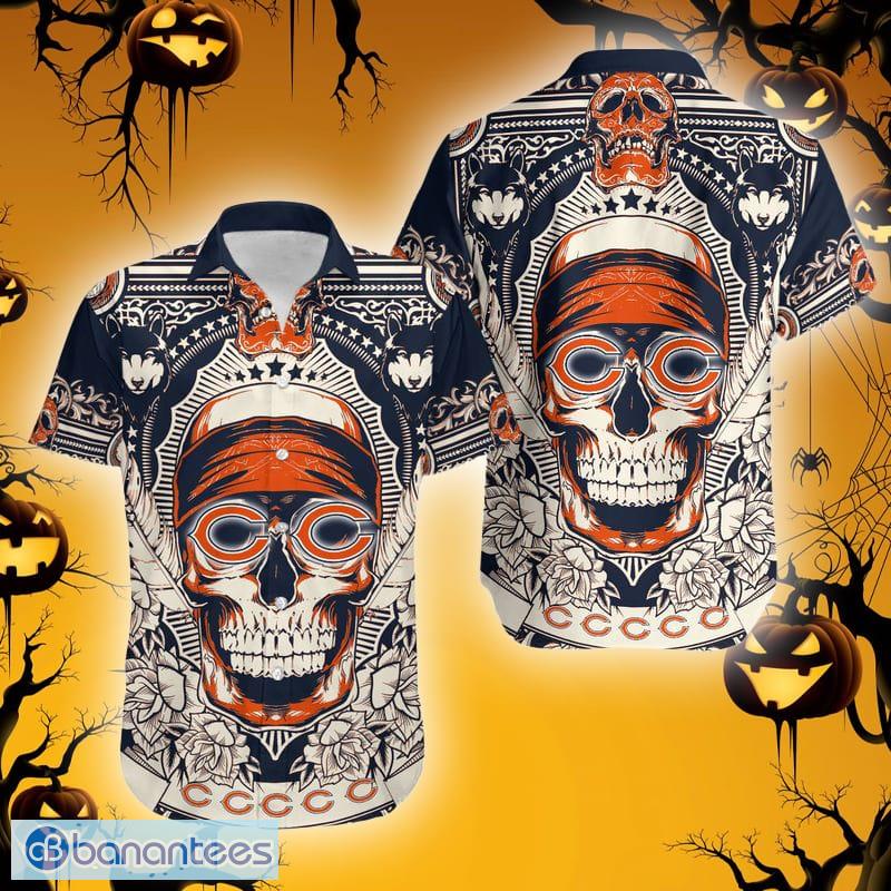 Chicago Bears Skull Diamon Halloween Hawaiian Shirt For Fans - Banantees