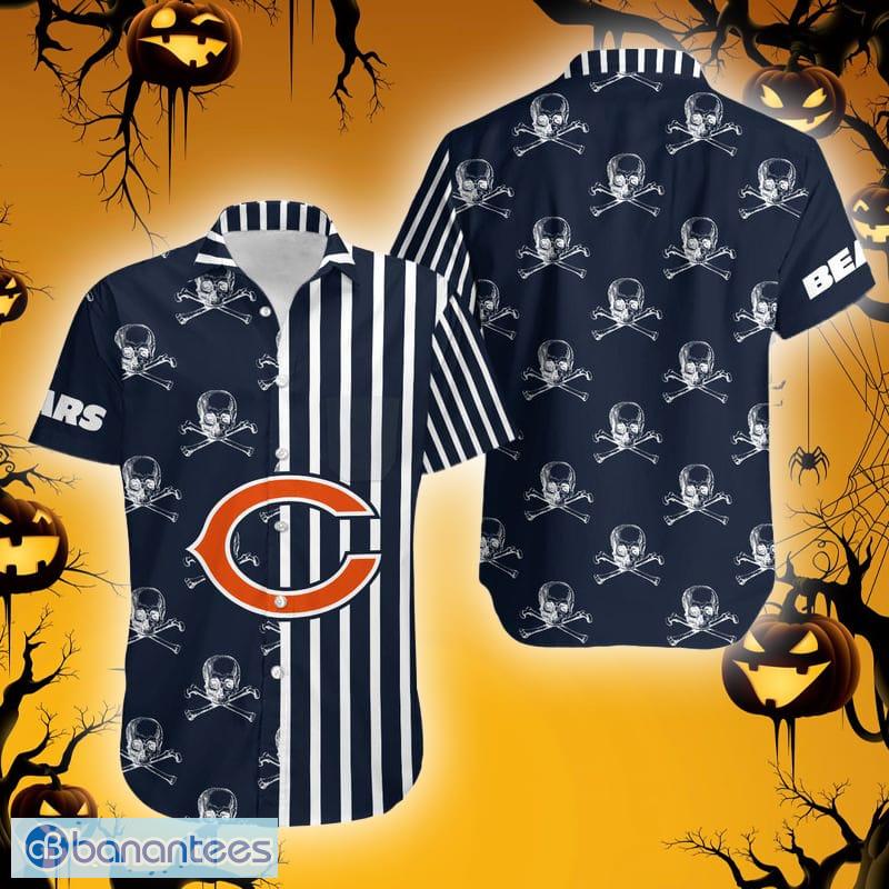 Chicago Bears Stripes and Skull Danger Hawaiian Shirt For Halloween -  Banantees