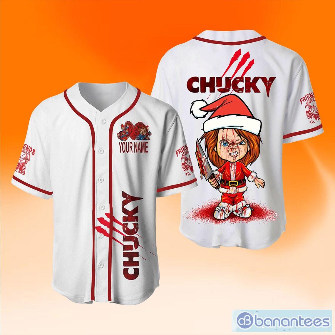 Chucky Style 2 Baseball Jersey Shirt Halloween Gift Hot 2023 Custom Name  For Men And Women - Banantees