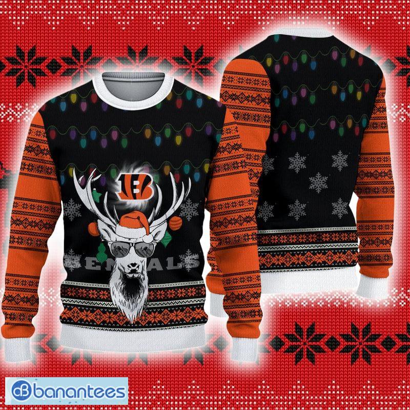 Cincinnati Bengals Christmas Reindeers Pattern Ugly Sweater For