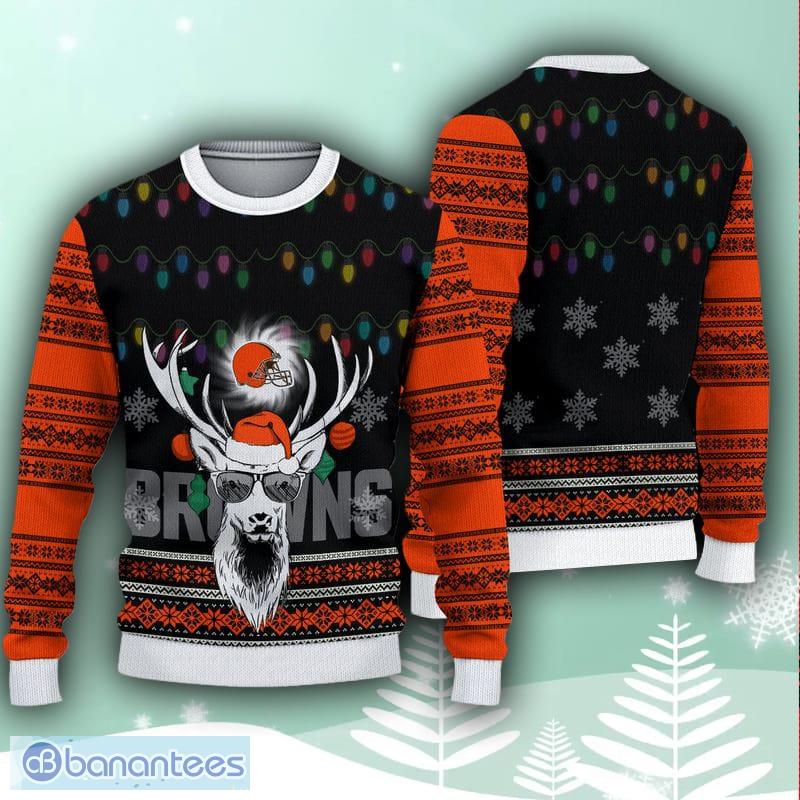 Cleveland Browns Christmas Reindeer 3D Mistletoe Ugly Sweater Gifr For Fans - Cleveland Browns Christmas Reindeer 3D Mistletoe Ugly Sweater Gifr For Fans Cleveland Browns Christmas Reindeer 3D Mistletoe Ugly Sweater Gifr For Fans - Cleveland Browns Christmas Reindeer 3D Mistletoe Ugly Sweater Gifr For Fans