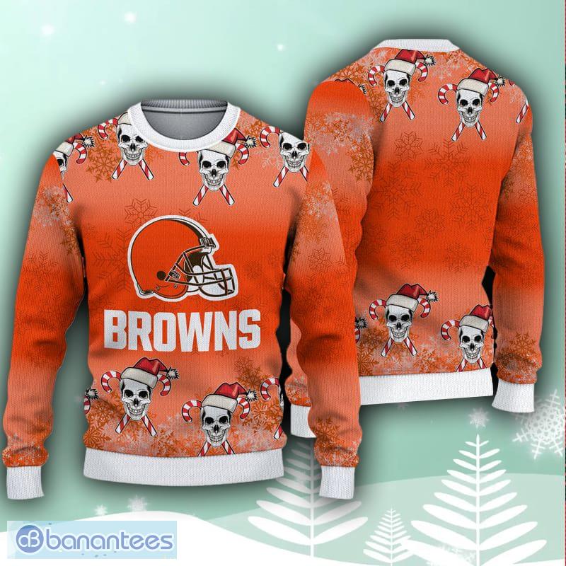 Cleveland Browns Christmas Skull All Over Print Jingle Ugly