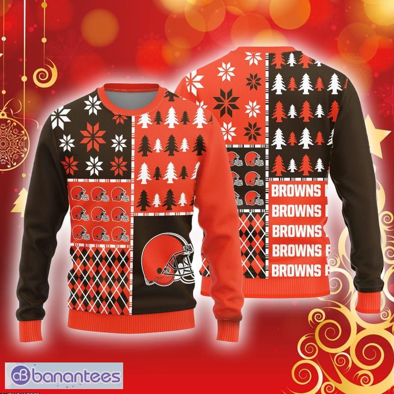 Cleveland Browns Football Team Logo Ugly Christmas Sweater Custom Name  Christmas For Fans - YesItCustom