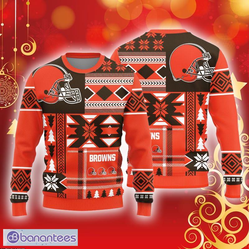 Cleveland Browns Skull Pattern Ugly Christmas Sweater - Banantees